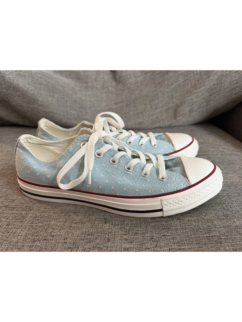Converse All Star Low 160516F Star Pattern Light Blue Shoes Womens Size 10